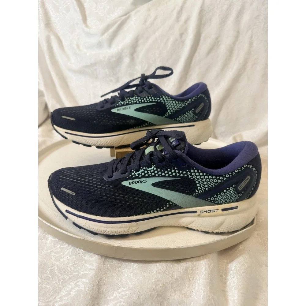 Brooks Ghost 14 Womens Running Shoes Navy Purple Seafoam 1203561B446 Size 9